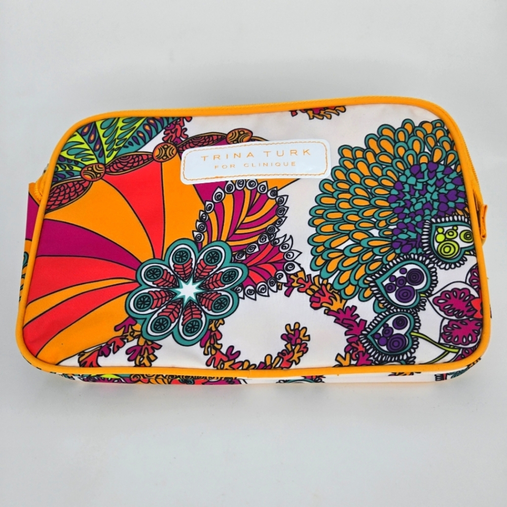 Trina Turk for Clinique Makeup‎ Bag Bright Colorful Fun Pattern Never Used